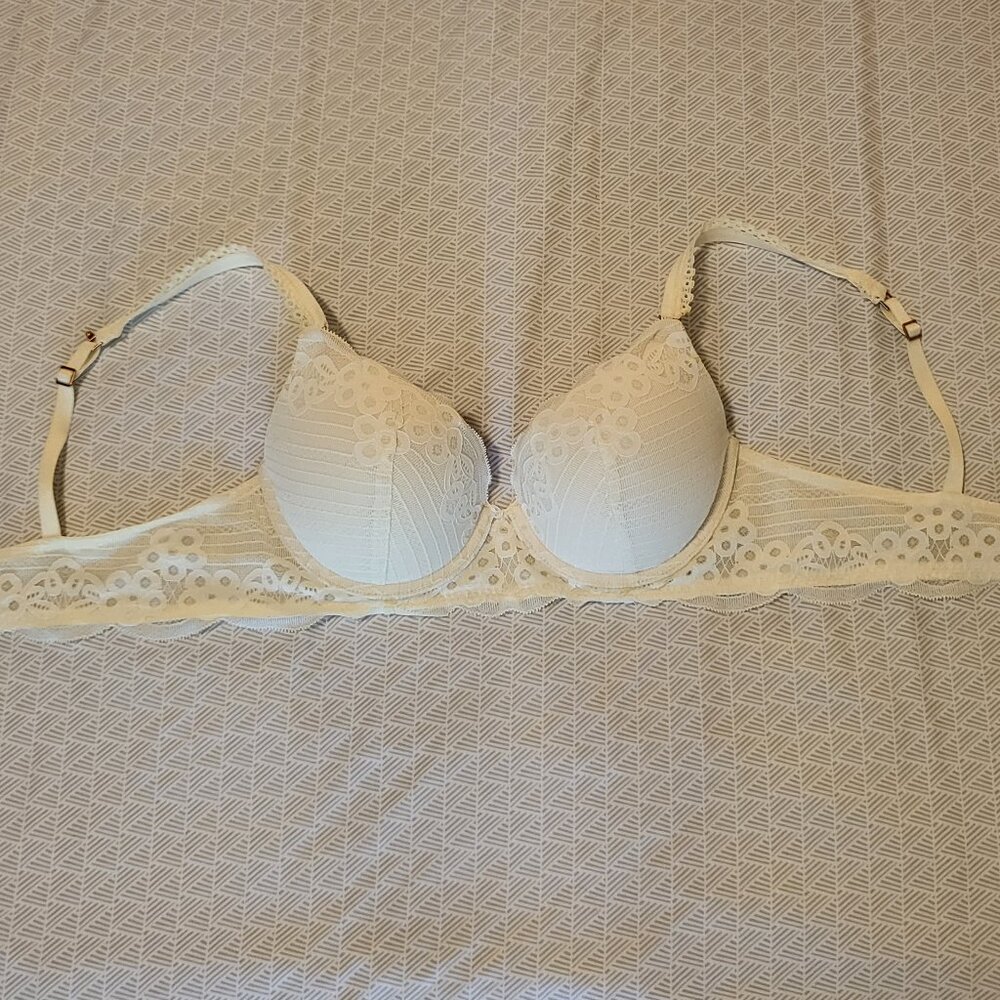 Aerie Pushup Bra | 36C White Lace, Rosegold Hardware, Removable Inserts